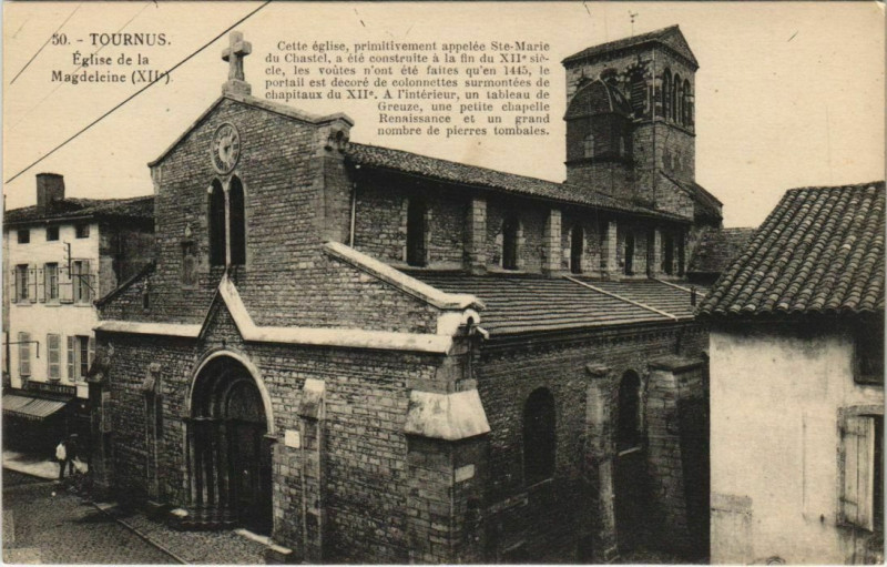 Carte postale ancienne Tournus Eglise de la Magdeleine France à Tournus