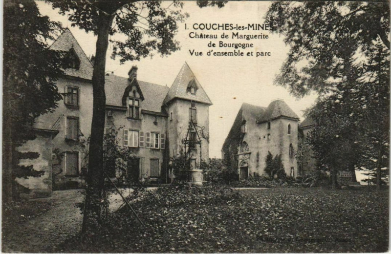 Carte postale ancienne Couches les Mines Chateau de Marguerite France à Couches