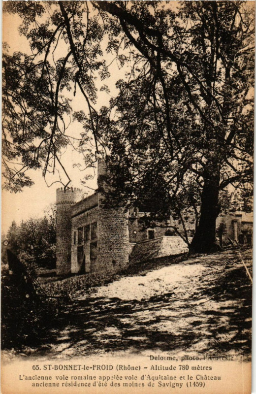 Carte postale ancienne Saint-Bonnet-le-Froid - Alt 780 m. L'ancienne voie romaine appelée à Saint-Bonnet-le-Froid