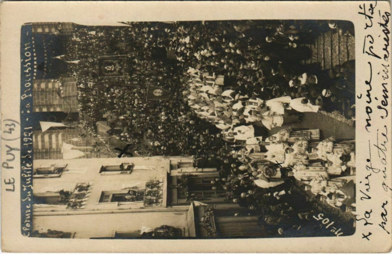 Carte postale ancienne Carte photo Le Puy 1921 Procession