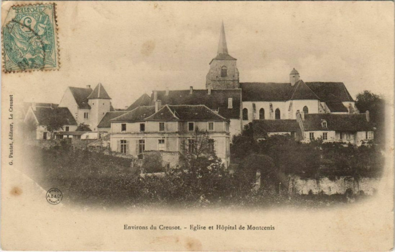Carte postale ancienne Env.de Creusot Eglise et Hopital de Montcenis France à Mont