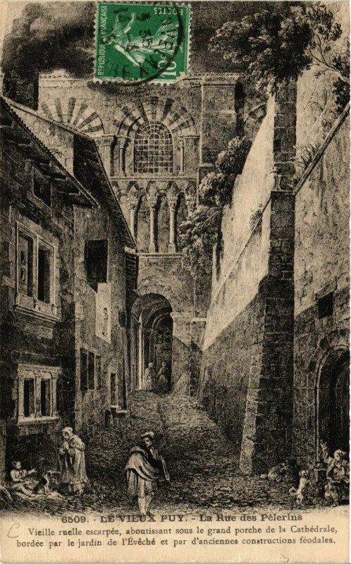 Carte postale ancienne Le Vieux Puy - La Rue des Palettes - Vieille Ruelle escarpes