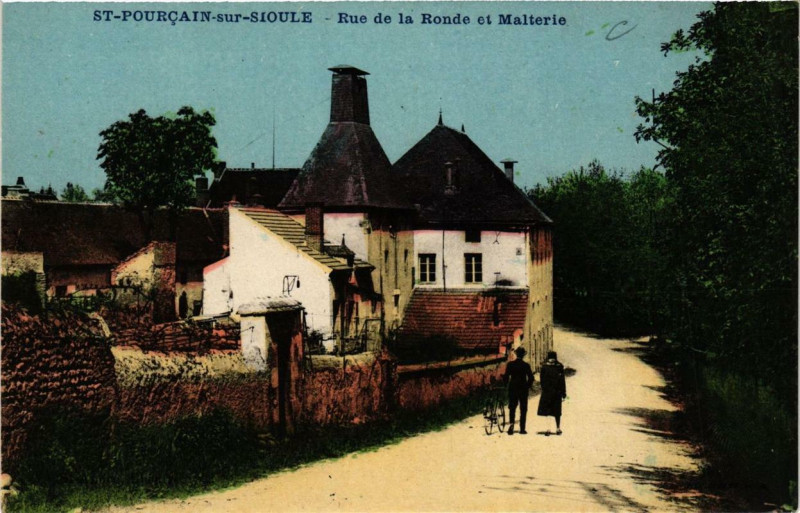 Carte postale ancienne Saint-Pourcain-sur-Sioule Rue de la Ronde et Malterie à Saint-Pourçain-sur-Sioule