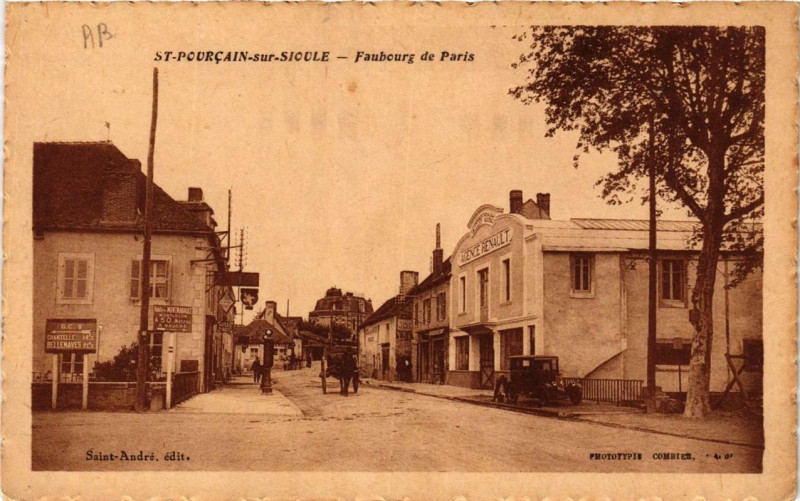 Carte postale ancienne Saint-Pourcain-sur-Sioule Faubourg de Paris à Saint-Pourçain-sur-Sioule