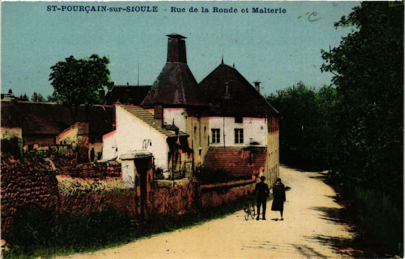 Carte postale ancienne Saint-Pourcain-sur-Sioule Rue de la Ronde et Malterie à Saint-Pourçain-sur-Sioule