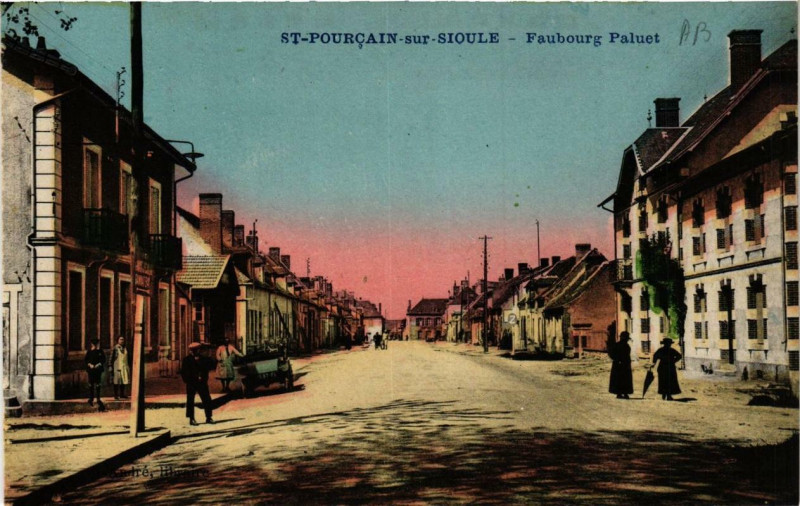 Carte postale ancienne Saint-Pourcain-sur-Sioule Faubourg Paluet à Saint-Pourçain-sur-Sioule