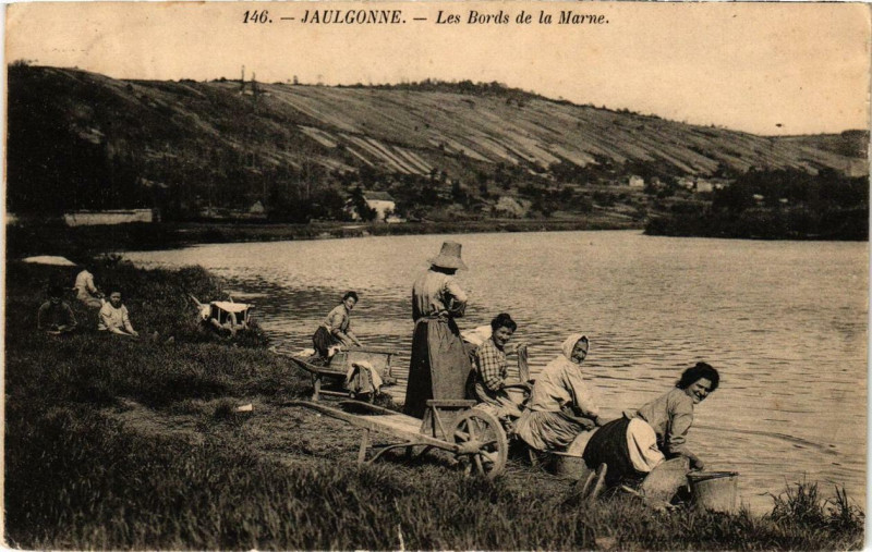 Carte postale ancienne Jaulgonne Les Bords de la Marne
