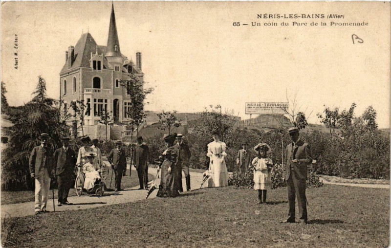Carte postale ancienne Neris-les-Bains Un coin du Parc de la Promenade à Néris-les-Bains