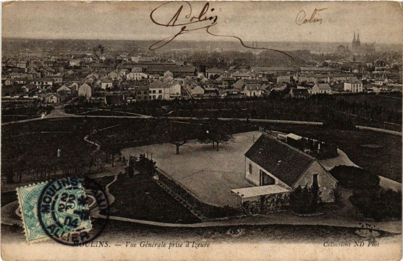Carte postale ancienne Moulins Vue générale prise d'Izeure à Moulins