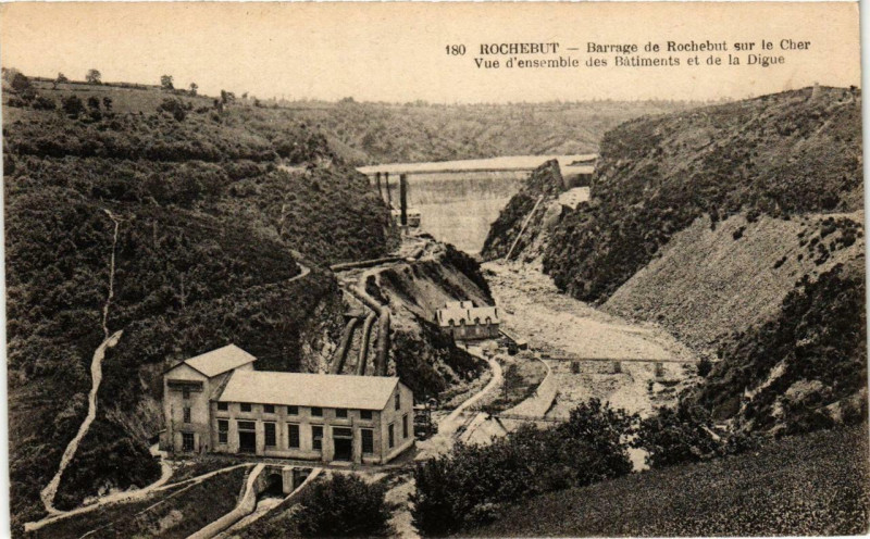 Carte postale ancienne Rochebut Barrage de Rochebut sur le Cher