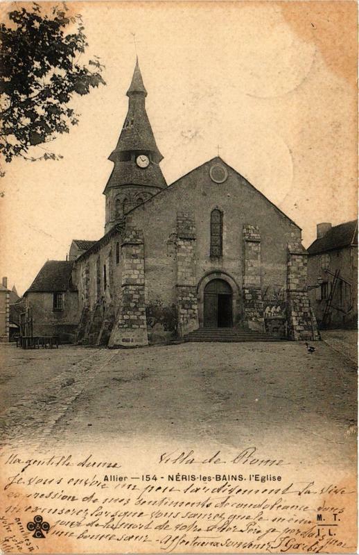 Carte postale ancienne Neris-les-Bains L'Eglise à Néris-les-Bains