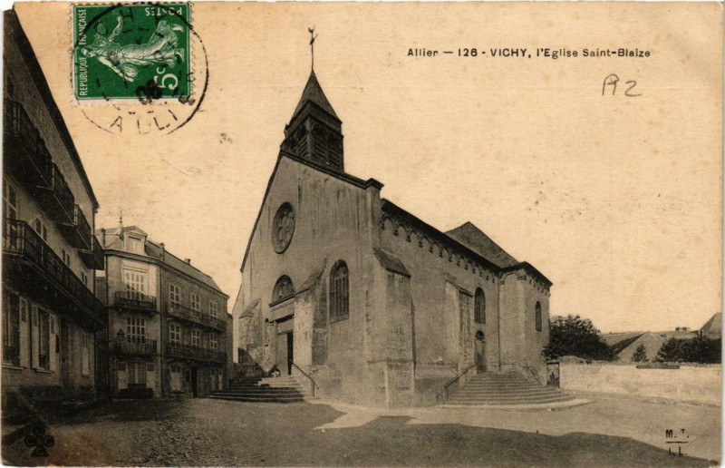 Carte postale ancienne Vichy L'Eglise Saint-Blaize à Vichy