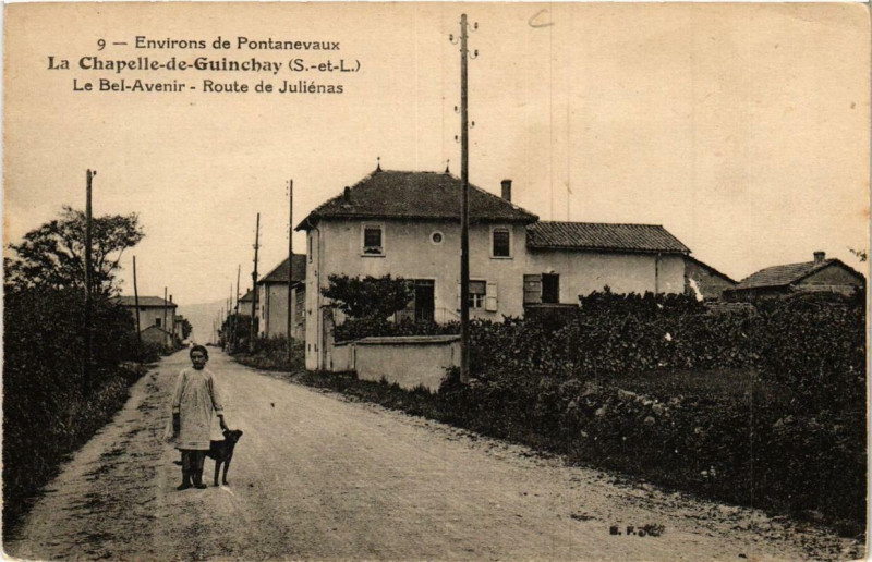Carte postale ancienne La Chapelle-de-Guinchay Le Bel Avenir Route de Julienas à La Chapelle-de-Guinchay