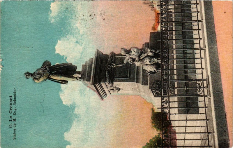 Carte postale ancienne Le Creusot Statue de M.Eug.Schneider au Creusot