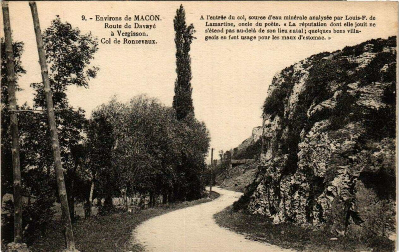 Carte postale ancienne Env. de Macon Route de Davaye a Vergisson à Mâcon