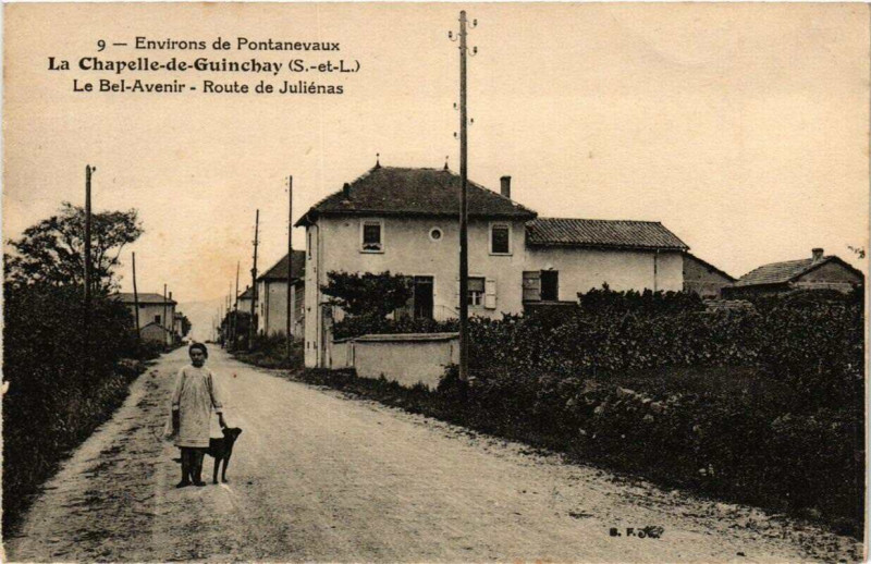 Carte postale ancienne La Chapelle-de-Guinchay Le Bel Avenir Route de Julienas à La Chapelle-de-Guinchay