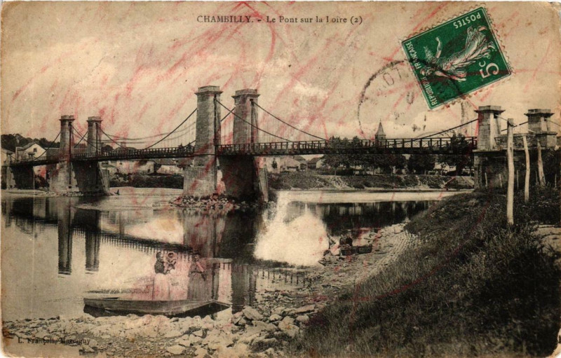 Carte postale ancienne Chambilly Le Pont sur la Loire à Chambilly