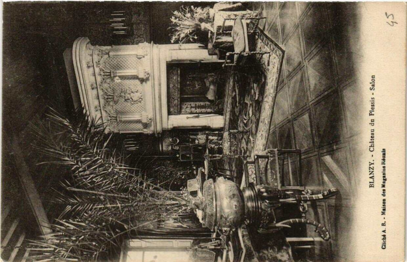 Carte postale ancienne Blanzy Chateau du Plessis Salon à Blanzy