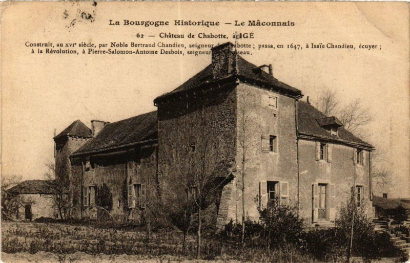 Carte postale ancienne Chateau de Chabotte a Ige à Château