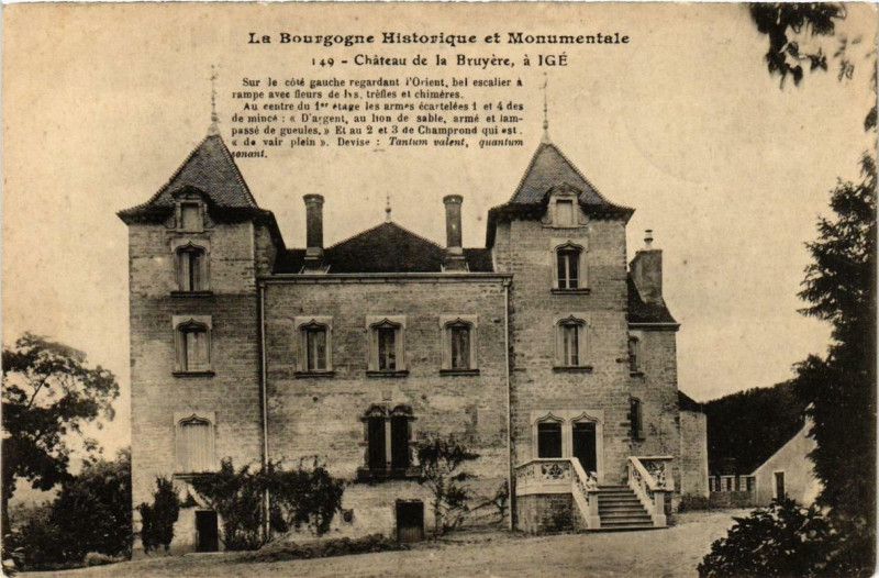 Carte postale ancienne Chateau de la Bruyere a Ige à Château