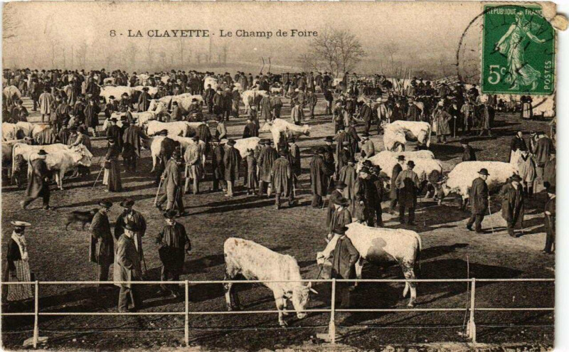 Carte postale ancienne La Clayette Le Champ de Foire à La Clayette