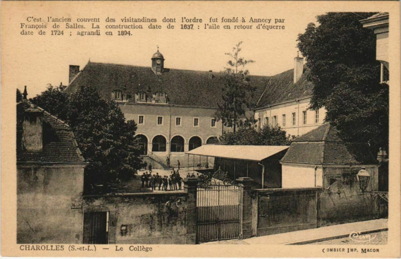 Carte postale ancienne Charolles Le College France à Charolles