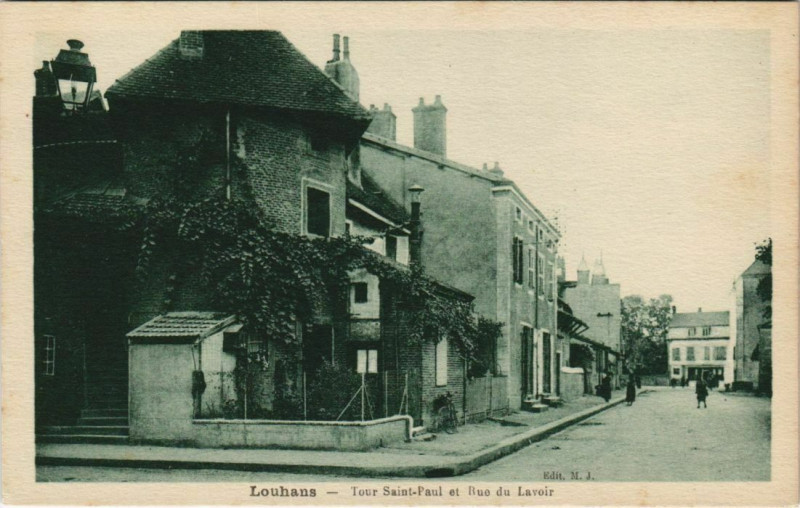 Carte postale ancienne Louhans Tour Saint-Paul et Rue du Lavoir France à Louhans