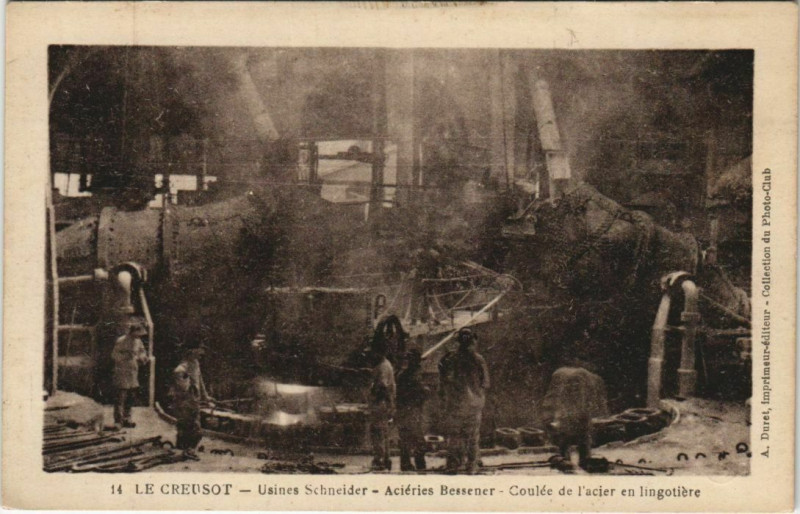 Carte postale ancienne Le Creusot Usines Schneider Acieries Bessener France au Creusot