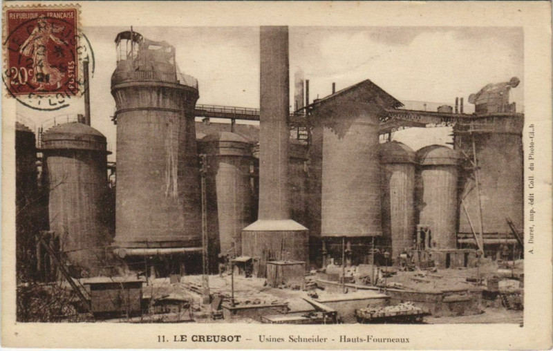 Carte postale ancienne Le Creusot Usines Schneider Hauts-Fourneaux France au Creusot