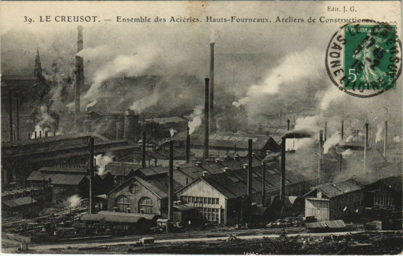 Carte postale ancienne Le Creusot Ensemble des Acieries France au Creusot