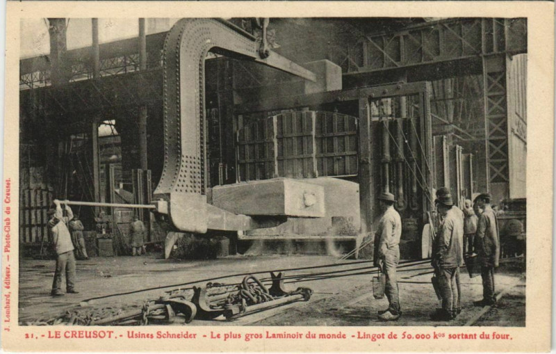 Carte postale ancienne Le Creusot Usines Schneider Le plus gros Laminoir France au Creusot