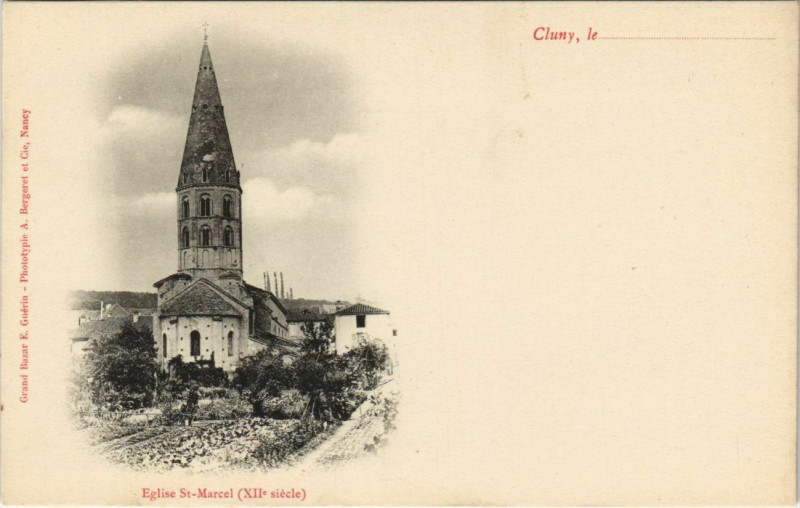 Carte postale ancienne Cluny Eglise St.Marcel France à Cluny