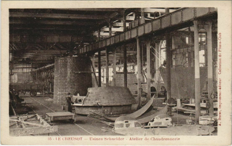 Carte postale ancienne Le Creusot Atelier de Chaudronnerie France au Creusot