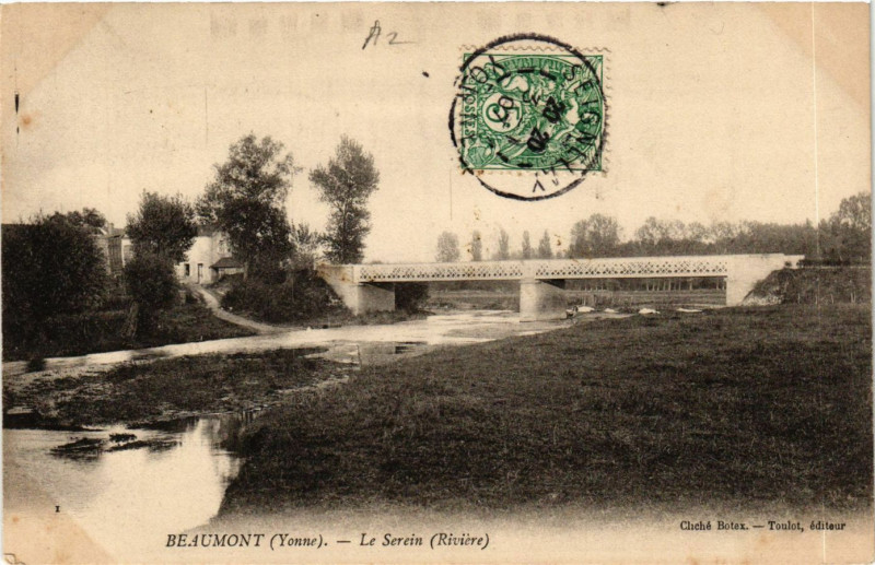 Carte postale ancienne Beaumont - Le Serein (Riviere) à Beaumont