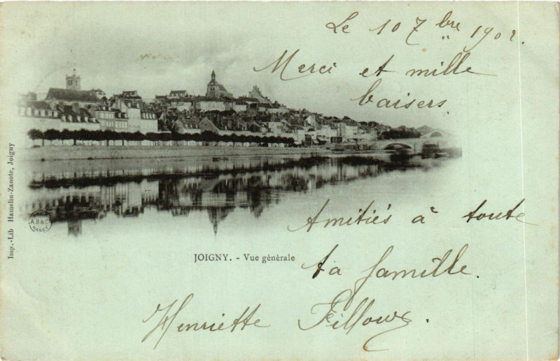 Carte postale ancienne Joigny - Vue générale à Joigny