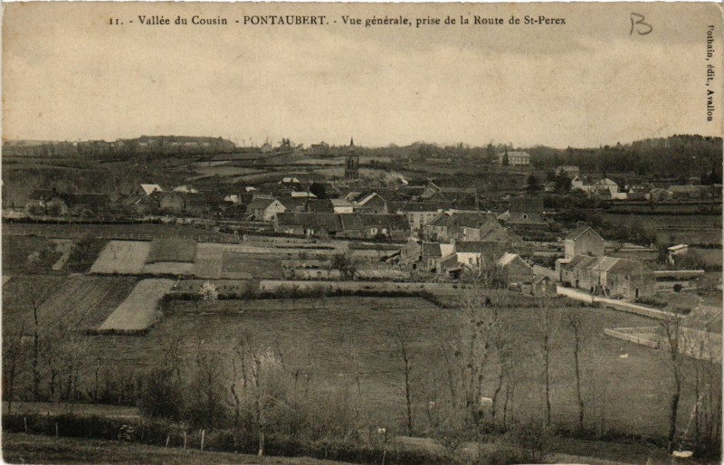 Carte postale ancienne Vallée du Cousin - Pontaubert - Vue générale prise de la Route .. à Pontaubert
