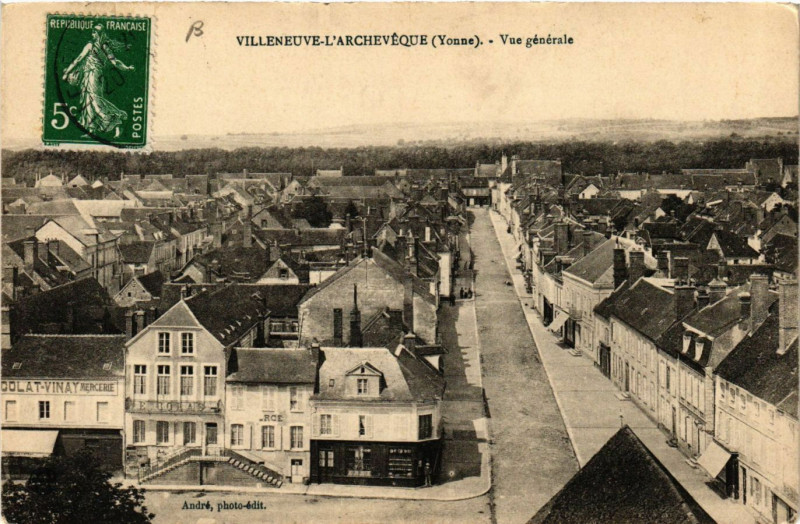 Carte postale ancienne Villeneuve-L'Archeveque - Vue générale à Villeneuve-l'Archevêque