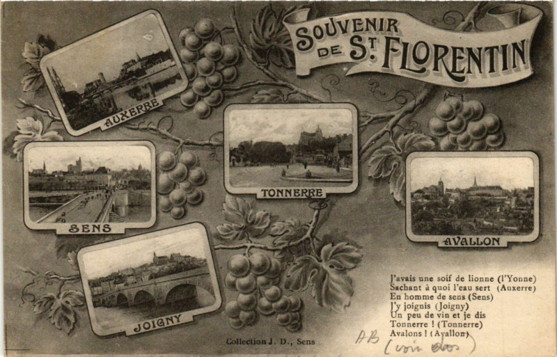 Carte postale ancienne Souvenir de Saint-Florentin à Saint-Florentin
