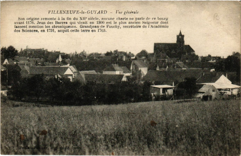 Carte postale ancienne Villeneuve-la-Guyard - Vue générale à Villeneuve-la-Guyard