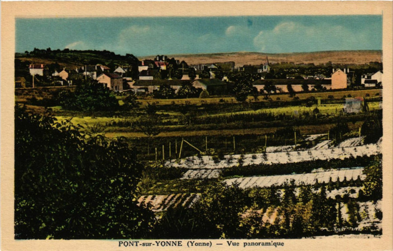 Carte postale ancienne Pont-sur-Yonne - Vue panoramique à Pont-sur-Yonne