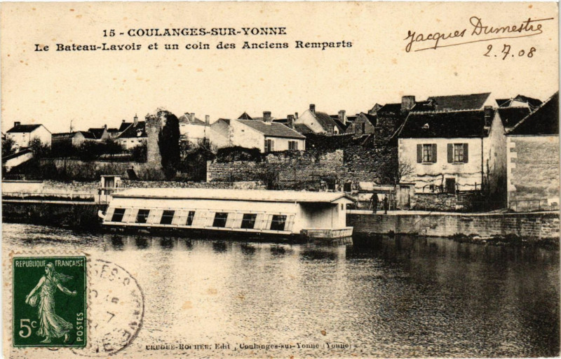 Carte postale ancienne Coulanges-sur-Yonne - Le Bateau-Lavoir et un coin des Anciens.. à Coulanges-sur-Yonne