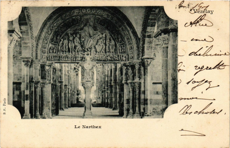 Carte postale ancienne Vezelay - Le Narthex à Vézelay