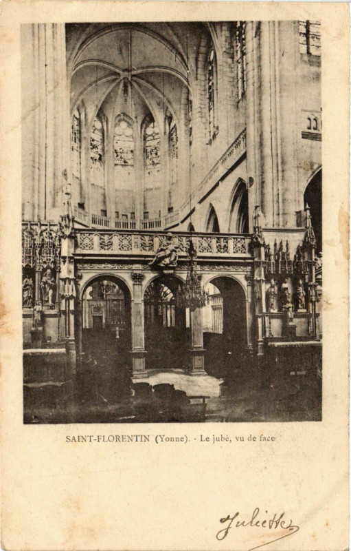 Carte postale ancienne Saint-Florentin - Le jubé vu de face à Saint-Florentin