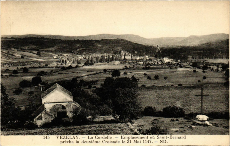Carte postale ancienne Vezelay - La Cordelle - Emplacement ou Saint-Bernard précha la . à Vézelay