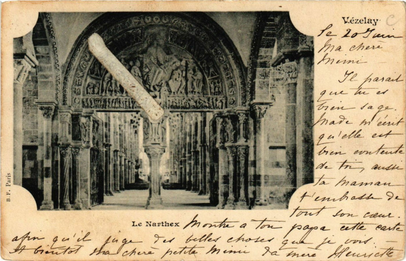 Carte postale ancienne Vezelay - Le Narthex à Vézelay