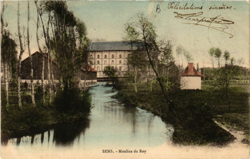 Carte postale ancienne Sens - Moulins du Roy à Sens