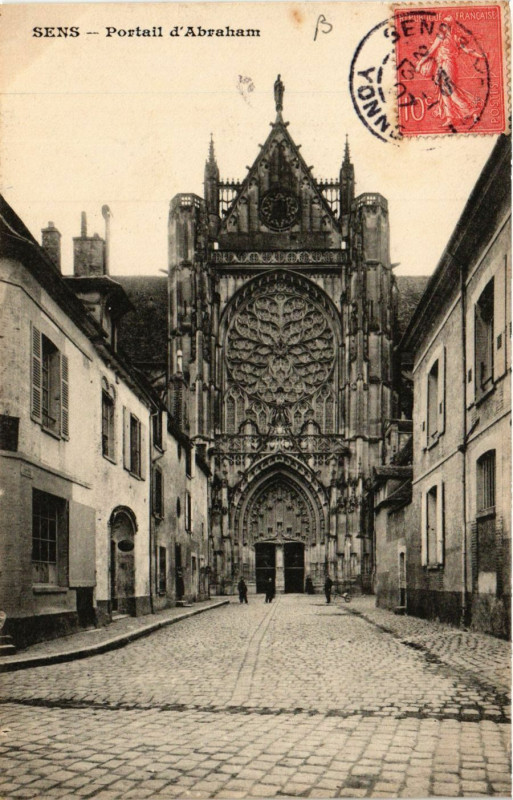Carte postale ancienne Sens - Portail d'Abraham à Sens