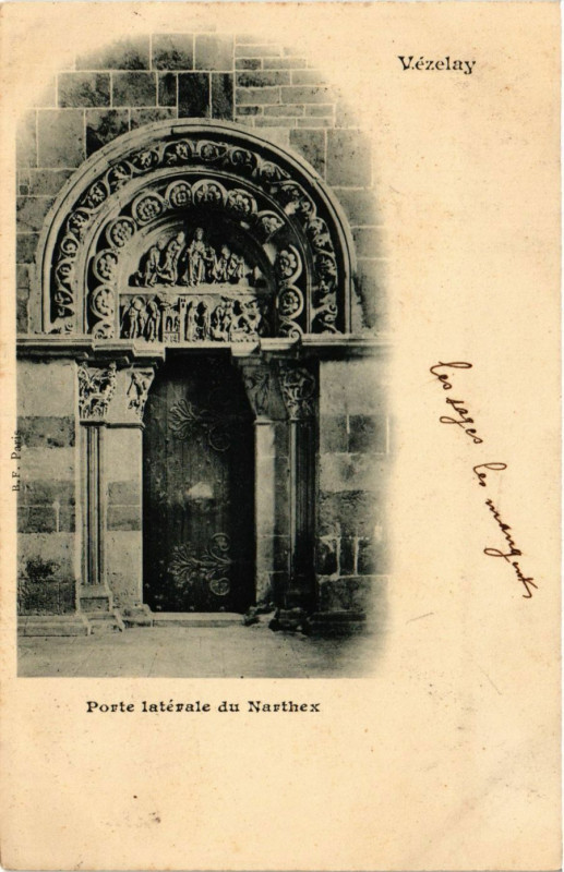 Carte postale ancienne Vezelay - Porte Intérale du Narthex à Vézelay