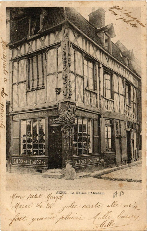 Carte postale ancienne Sens - La Maison d'Abraham à Sens