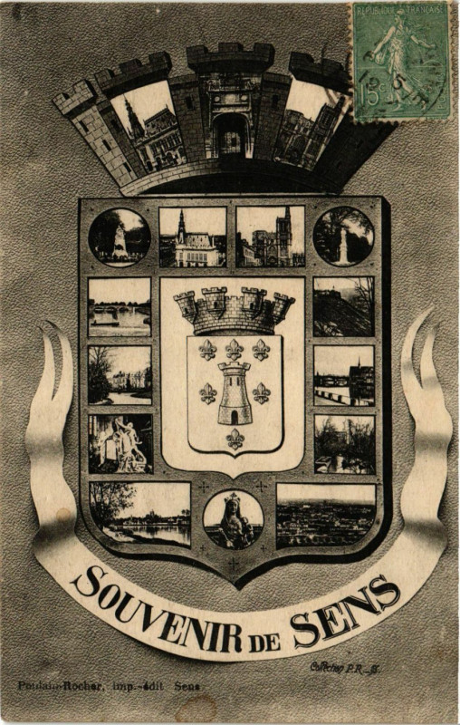 Carte postale ancienne Souvenir de Sens à Sens
